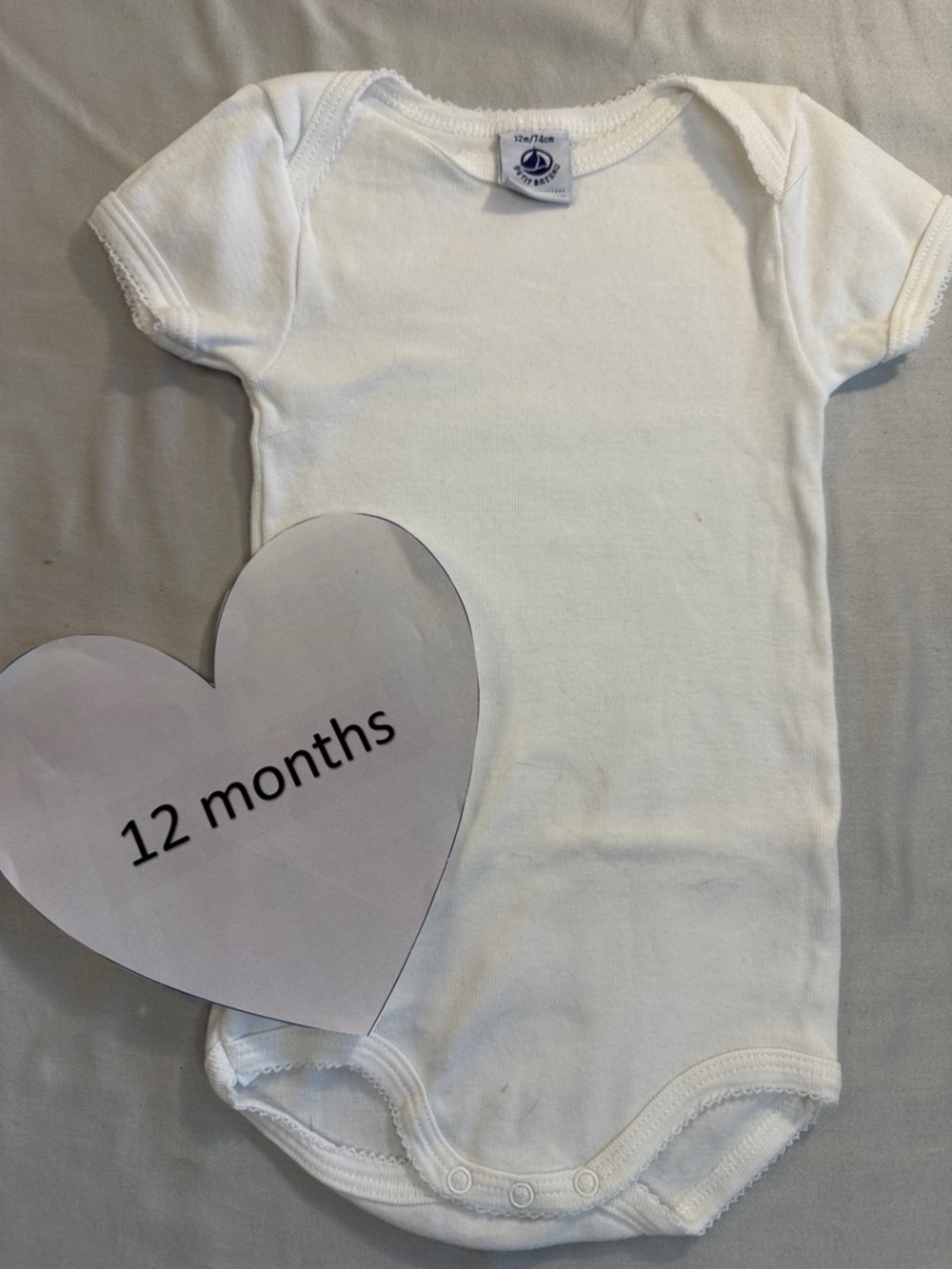 Petit Bateau - White Kids One Piece short sleeve Bodysuit/Onesie shirt